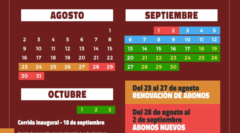 Calendario Abonos San Miguel
