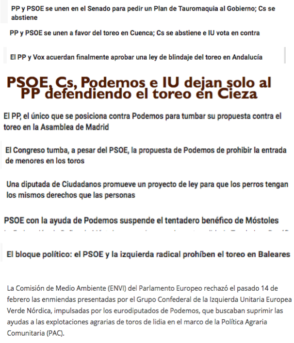 Partidos políticos contra los toros