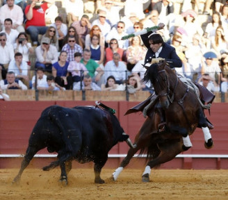 Diego ventura  toreando al 5 de la tarde  con su nuevo caballo  sueno   la maestranza